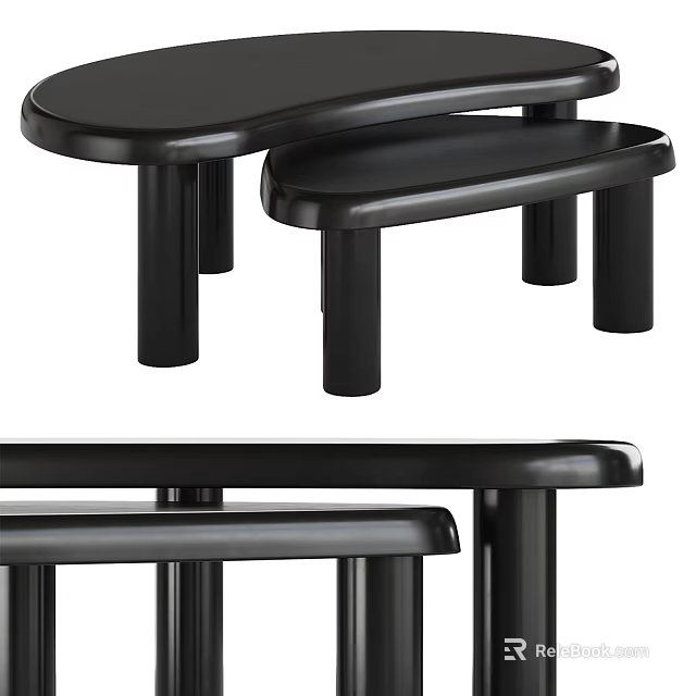 Modern Black Coffee Table With Sleek Surface And Sturdy Slim Legs Design 3d model