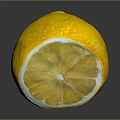 Fresh Sliced Lemon With Yellow Flesh And White Rind On Dark Background With Reflection