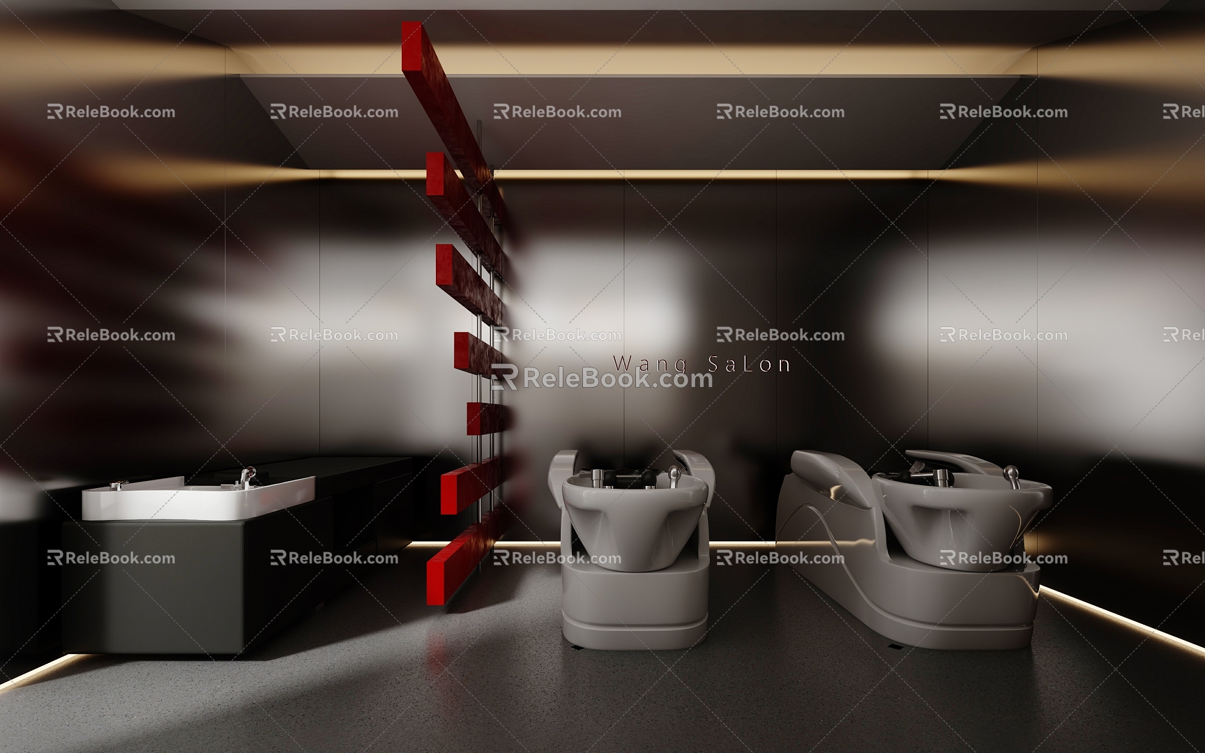 Hair Salon Shampoo Area Chong Shui District Head Treatment Area 3d model