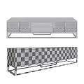 Elegant Modern Black TV Stand With Gold Metal Legs Textured Drawers And Doors
