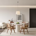 Modern Living and Dining Room Interior With White Sofa Wooden Coffee Table And Glass Chair