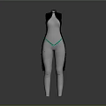 Elegant Green Trim Bikini With Black Accents Displayed On White Mannequin