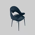 Modern Navy Blue Dining Chair With Armrest Sleek Design And Slender Legs