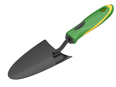 Green And Yellow Handle Agricultural Hand Trowel With Black Shovel Head For Gardening 3d model