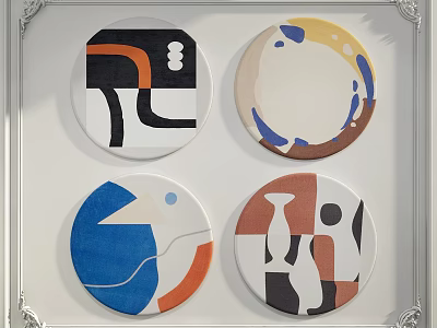 Four Circular Inflatable Decorative Models With Geometric Patterns And Colorful Designs 3d model