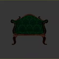 Single Sofa with Green Patterned Fabric and Wooden Carved Legs Classical Design
