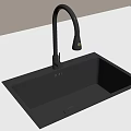 Single Bowl Stainless Steel Kitchen Sink With Modern Curved Faucet And Square Design