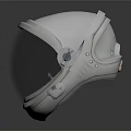 White Astronaut Helmet With Transparent Visor And Detailed Side Components Design 3d model