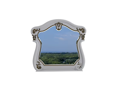 Ornate White Frame Mirror Reflecting Green Trees Blue Sky And White Clouds 3d model