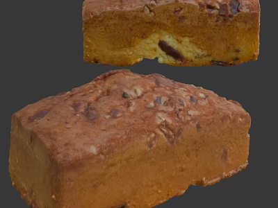 Moist Golden Brown Cake With Crunchy Walnuts And Chocolate Chunks 3d model