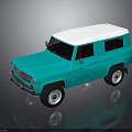 Vintage Turquoise SUV Featuring White Roof Classic Body White Wheels on Gray Background