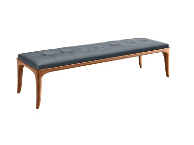 Modern Style Bench With Wooden Legs Tufted Leather Seat And Sleek Design 3d model