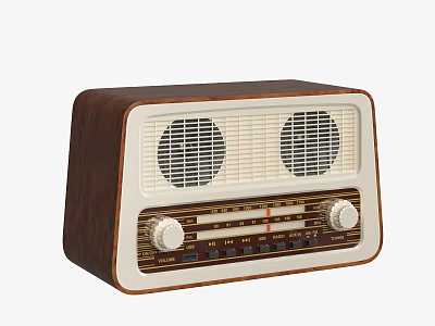 Vintage Radio With Wooden Case Dual Speakers And Analog Tuning Controls 3d model