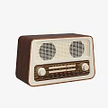 Vintage Radio With Wooden Case Dual Speakers And Analog Tuning Controls