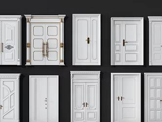 European-style wooden door combination 3d model