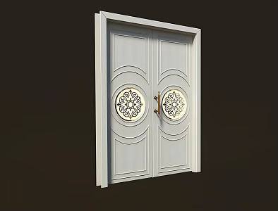 Swing door double door entry door 3d model