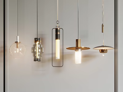 Modern Pendant Lights With Various Glass And Metal Designs For Interior Decor 3d model