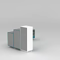 Modern White And Blue Bookcase Design With Glass Doors And Metal Frame Compartments