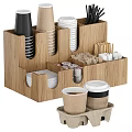 Commercial Equipment Wooden Coffee Cup Organizer with Multiple Compartments for Stirrers Sugar Packets and Creamer