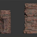 Two Textured Red Brick Columns With Different Heights And Stacked Design 3d model