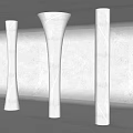Three White Modern Columns with Spiral Lines in Gray Walls and Floor Space