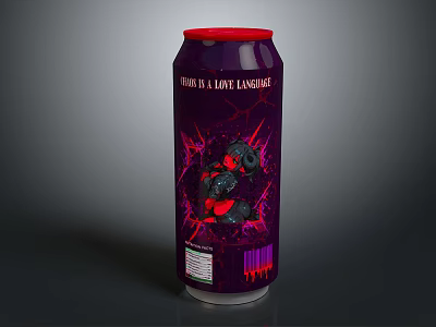 Para La Luna Lungburger Purple Red Can With Cartoon Character Design 3d model