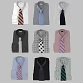 Formal Men's Shirts With Striped And Checkered Ties In Various Colors