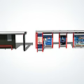 Bus Station Structures With Roof Seats And Multiple Advertisement Posters 3d model