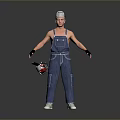 3D Worker Character In Denim Overalls With Cap And Power Tool