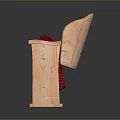 Stylish Single Chair with Wooden Frame and Red Cushioned Seat and Backrest