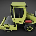 Yellow Heavy Duty Road Roller With Single Drum Cab And Safety Sign