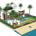 Luxury Detached Villa with Palm Trees Swimming Pool Boat and Helicopter Near Beachfront