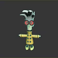 Cartoon Game Character With White Spiky Hair Red Glasses And Yellow Polka Dot Outfit