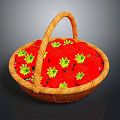Beautiful Wicker Basket Filled with Fresh Ripe Strawberries and Yellow Flowers