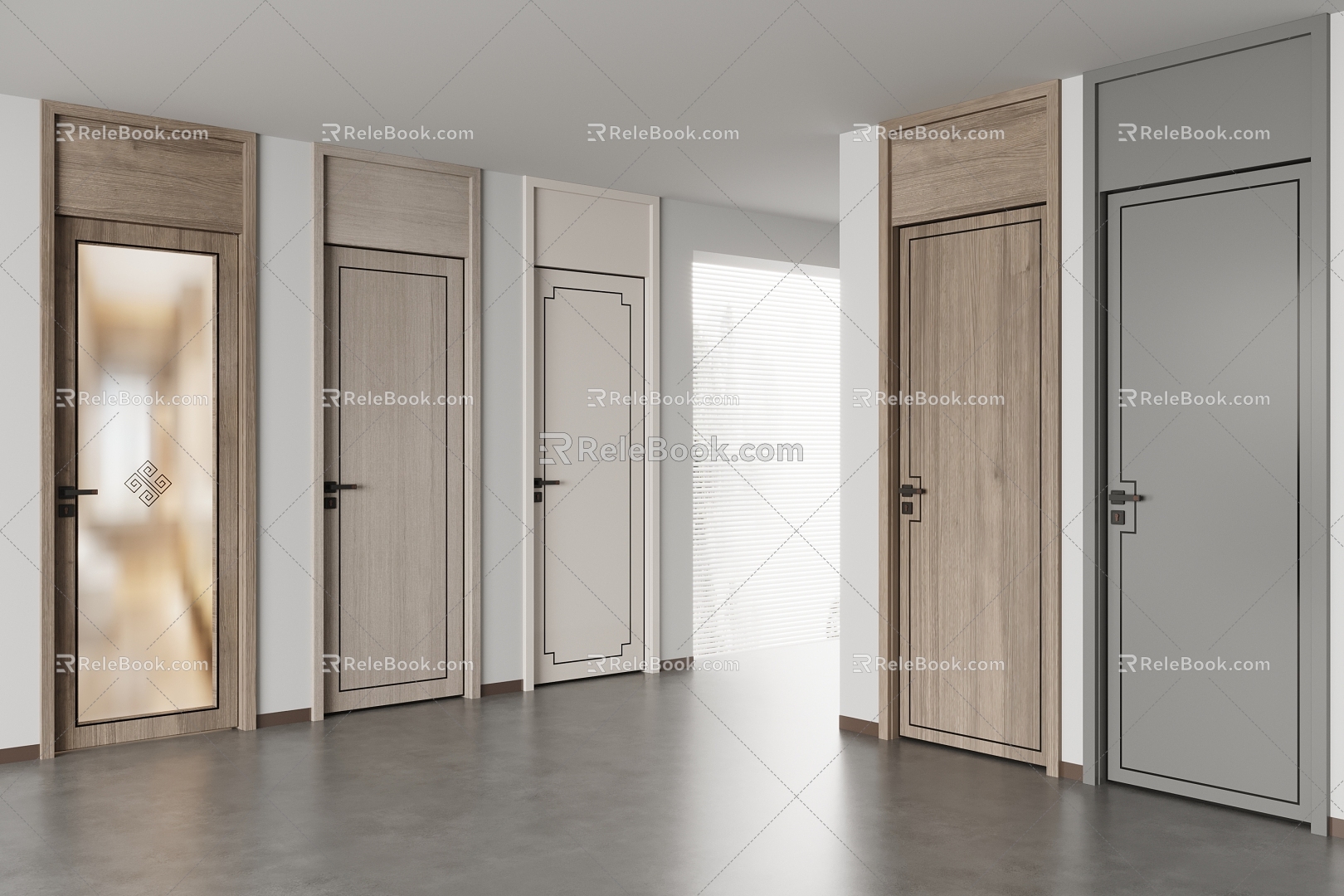 New Chinese Door Room Door Bedroom Door Single Door Toilet Door 3d model