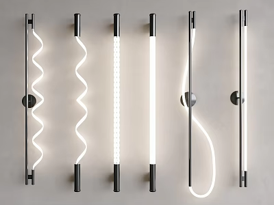Modern Wall Lamps With Spiral Straight And Curved Designs Metal Frames And LED Illumination 3d model