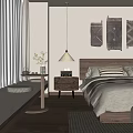 Cozy Homestay Guest Room With Wooden Headboard Beige Curtains Wall Tapestries And Soft Textiles