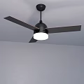 Modern Black Chandelier With Ceiling Fan Blades And White Light Fixture