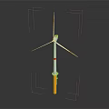 White Wind Turbine With Red Markings And Orange Base Structure On Dark Background 3d model