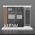 Exhibition Hall Cultural Wall With R6 Logo New 3D Letters Gray Wall And Display Panels