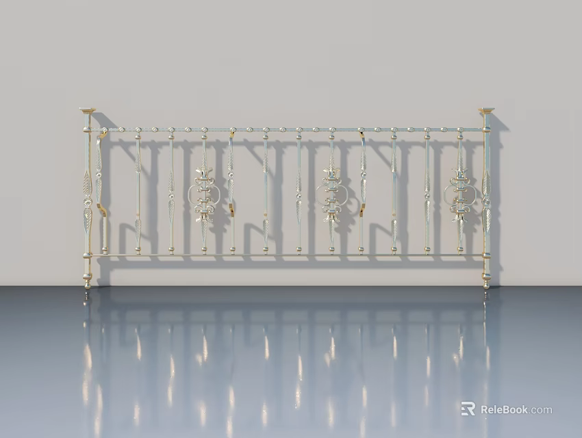 Elegant Swing Door With Decorative Metal Frame And White Finish Design 3d model 
