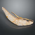 Intricately Carved Ivory Sculpture With Curved Shape Detailed Floral Patterns And Decorative Binding Accents