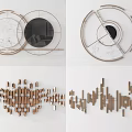 Modern Wall Decor Featuring Circular Geometric Patterns With Metal And Wooden Frames 3d model