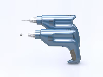 Two Blue Industrial Power Drills With Modern Design And Ergonomic Grip 3d model