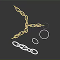 Elegant Jewelry Pieces With Golden Chain Silver Chain And Circular Metal Rings