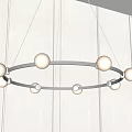 Modern Circular Chandelier Featuring White Globe Lights On Sleek Metal Ring Frame 3d model