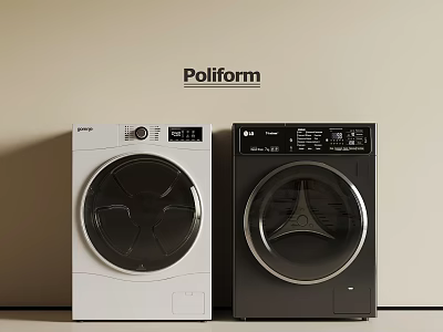 Samsung and LG Modern Front Load Washing Machines in White and Black Design 3d model