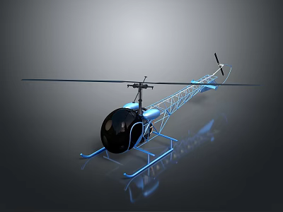 Detailed 3D Helicopter Model With Metal Frame Rotor Blades And Transparent Cockpit 3d model