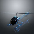 Detailed 3D Helicopter Model With Metal Frame Rotor Blades And Transparent Cockpit