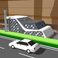Urban Bus Station With Street Vehicles Pedestrian Crosswalk And Trees